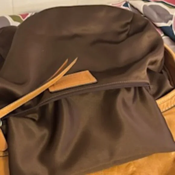 Vintage Coach Ergo Leather Pleated Hobo Natural - Picture 8 of 10